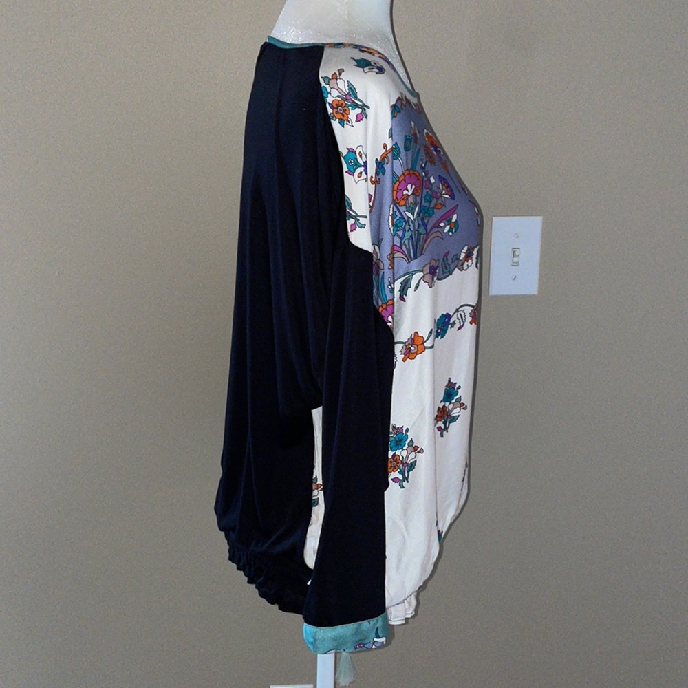 Anthropologie Tiny Floral Blouse with Elastic Waist,Side Drawstring, XL,NWT - Picture 6 of 15